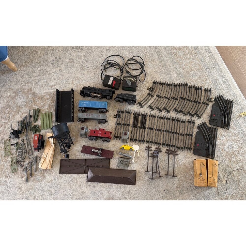 Vintage Marx 490 Steam Train Set with Accessories Tracks Cars Structures NYC B&O